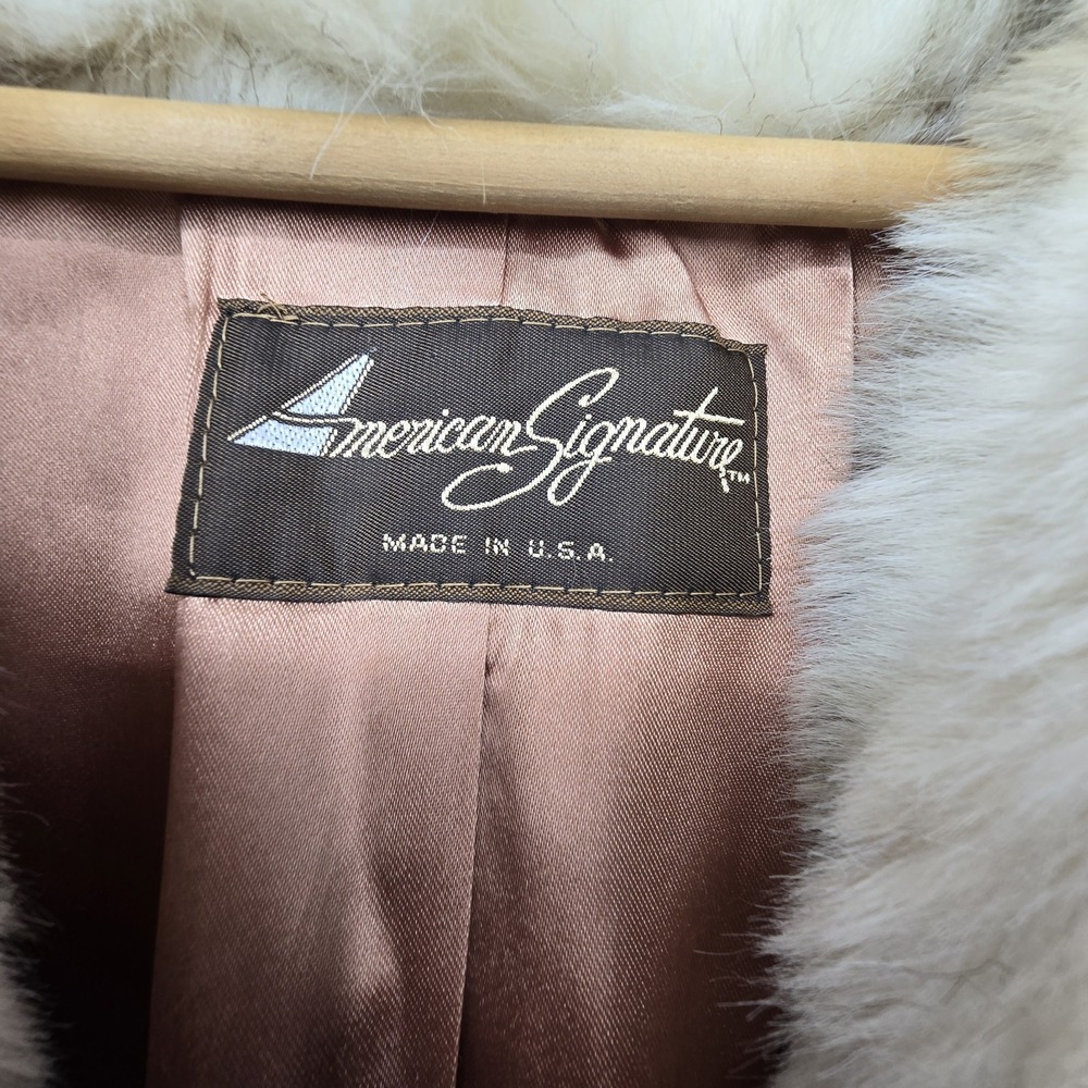 Vintage 80s 90s Faux Fur Jacket Womens 17 18 Cream Tan Fox Pockets Lined Mobwife - Picture 3 of 16